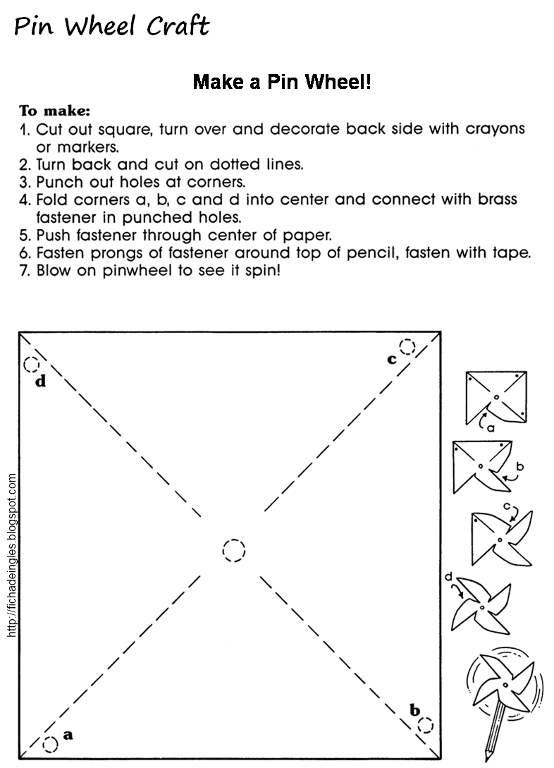 Fichas de Inglés para niños: Pinwheel Craft Fichas de Inglés para niños: Pinwheel Craft