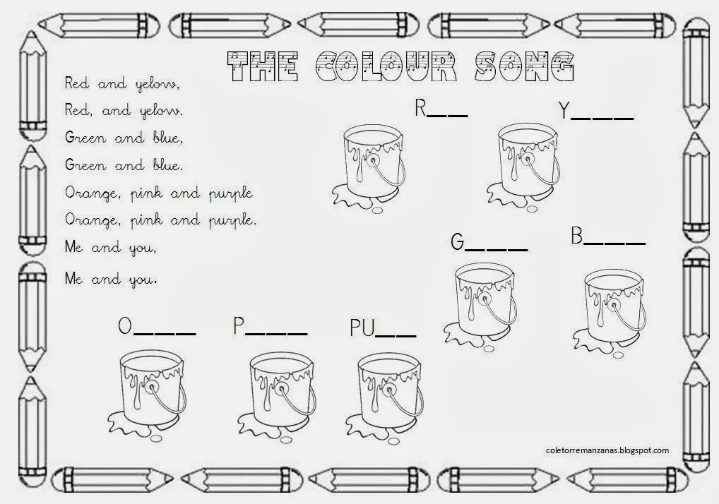FICHAS EN INGLÉS PARA NIÑOS - THE COLOUR SONG : FICHAS PARA NIÑOS FICHAS EN INGLÉS PARA NIÑOS - THE COLOUR SONG : FICHAS PARA NIÑOS