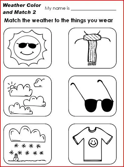 Fichas de Inglés para niños: Weather worksheets for children