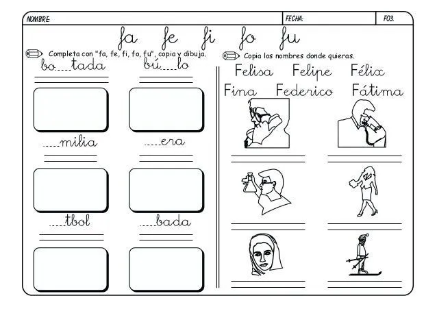Fichas lectoescritura boo
