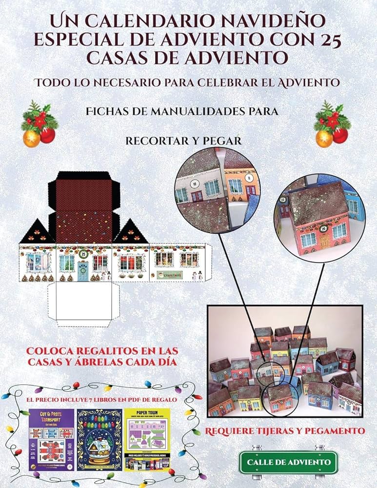 Fichas de manualidades para recortar y pegar (Un calendario navideño especial de adviento con 25 casas de adviento): Un calendario de adviento ... recortables que puedes decorar y rellenar. : Manning, James, Fichas de manualidades para recortar y pegar (Un calendario navideño especial de adviento con 25 casas de adviento): Un calendario de adviento ... recortables que puedes decorar y rellenar. : Manning, James,