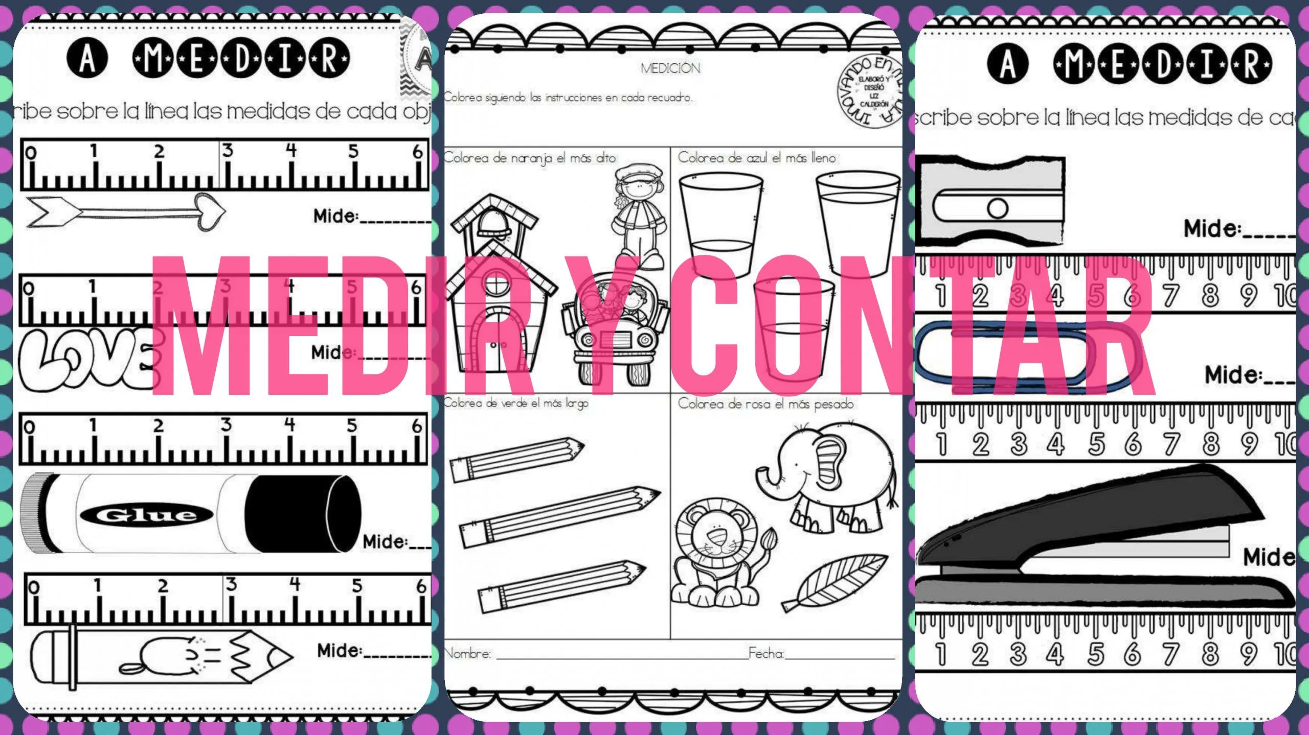 Fichas para medir y contar – Imagenes Educativas Fichas para medir y contar – Imagenes Educativas