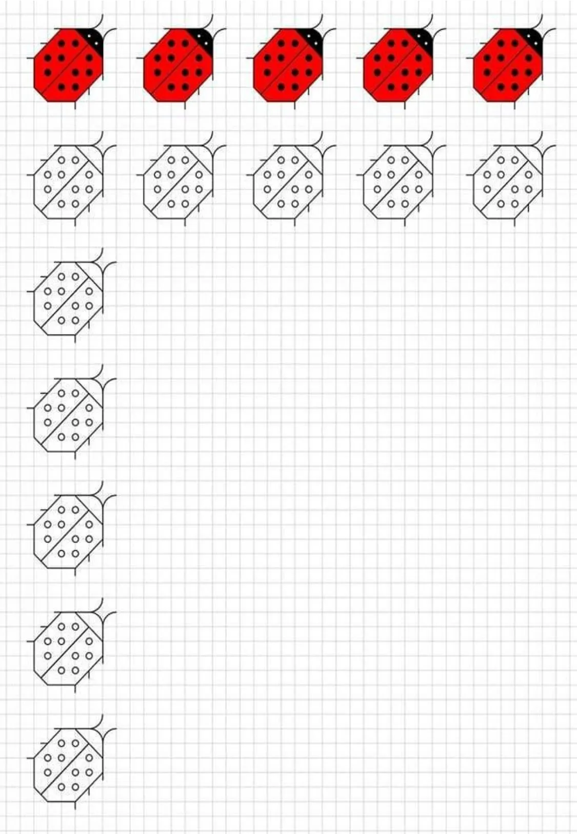 Fichas para trabajar la motricidad fina: Dibujos en cuadrícula Fichas para trabajar la motricidad fina: Dibujos en cuadrícula
