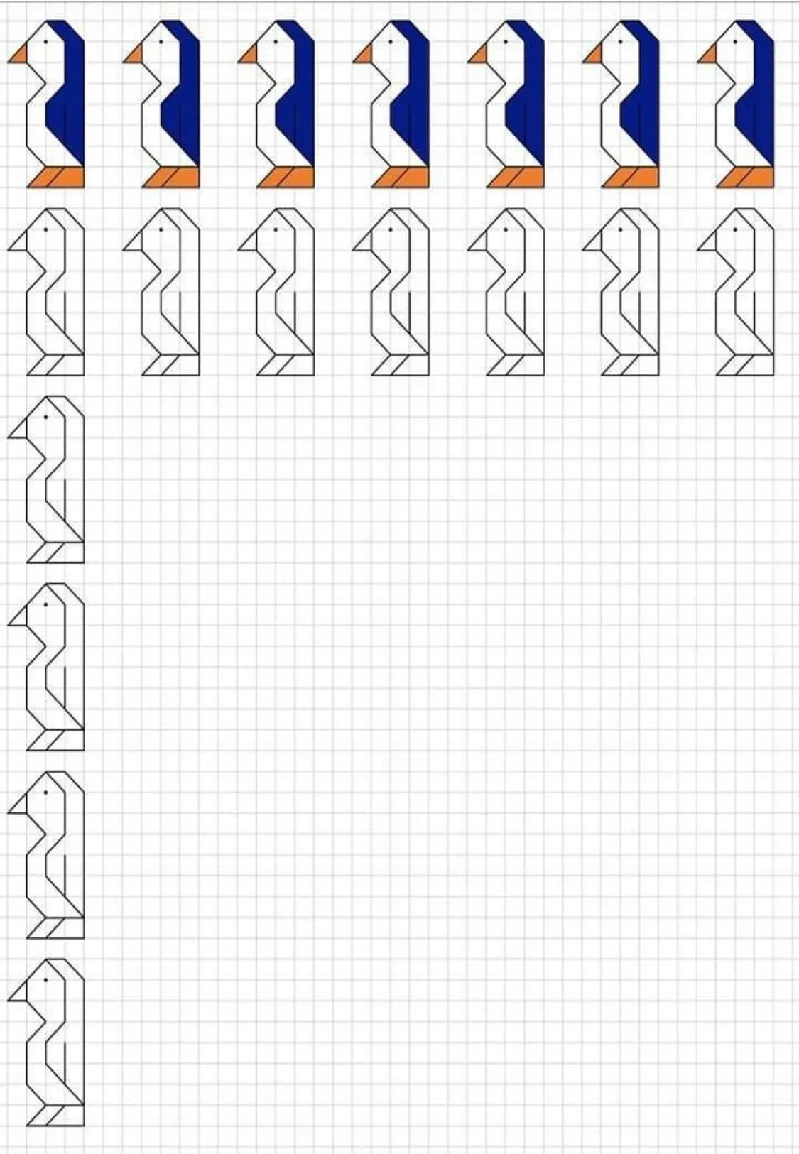 Fichas para trabajar la motricidad fina: Dibujos en cuadrícula Fichas para trabajar la motricidad fina: Dibujos en cuadrícula