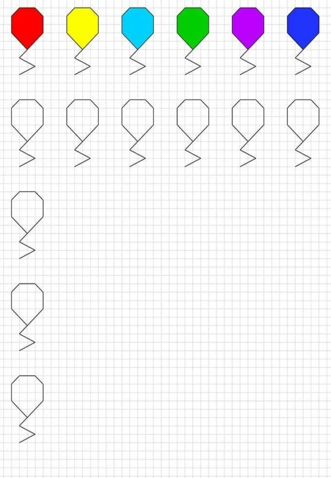 Fichas para trabajar la motricidad fina: Dibujos en cuadrícula Fichas para trabajar la motricidad fina: Dibujos en cuadrícula