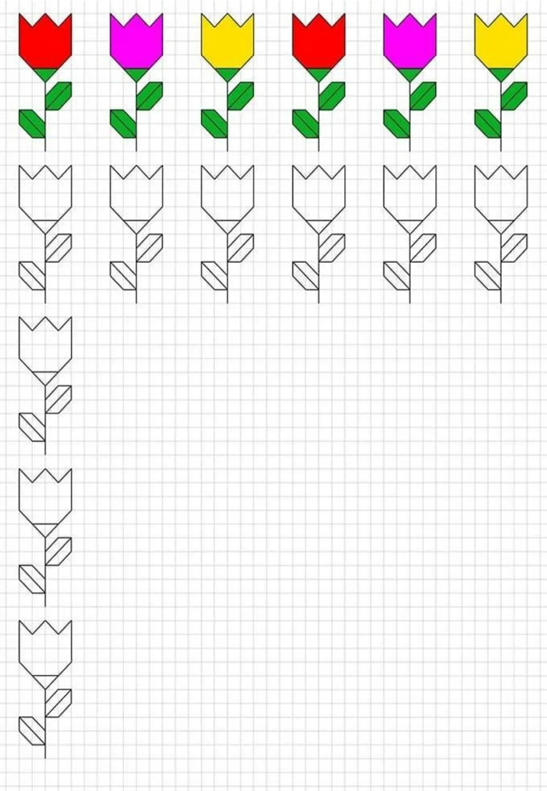 Fichas para trabajar la motricidad fina: Dibujos en cuadrícula Fichas para trabajar la motricidad fina: Dibujos en cuadrícula