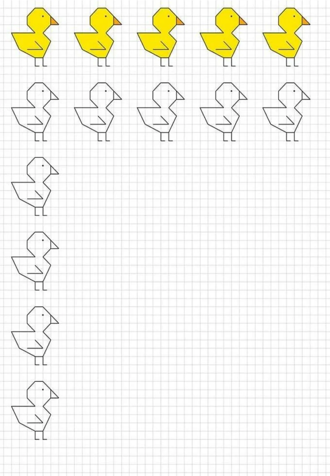 Fichas para trabajar la motricidad fina: Dibujos en cuadrícula Fichas para trabajar la motricidad fina: Dibujos en cuadrícula