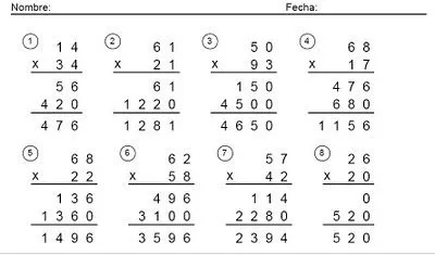FICHAS DE MULTIPLICACIONES PARA IMPRIMIR GRATIS : FICHAS PARA NIÑOS