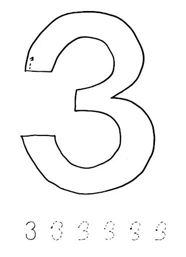 FICHAS DE NUMEROS: EL 3 PARA PINTAR Y APRENDER FICHAS DE NUMEROS: EL 3 PARA PINTAR Y APRENDER
