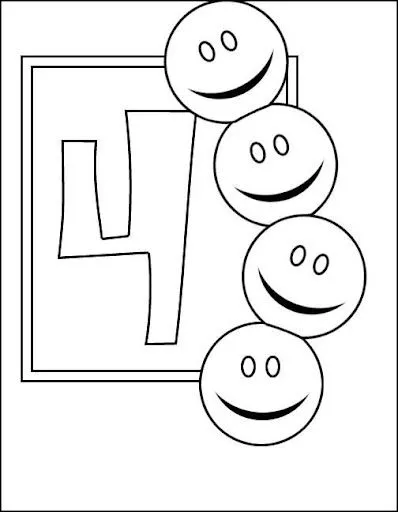 FICHAS DE NUMEROS PARA PINTAR Y REPASAR: EL CUATRO FICHAS DE NUMEROS PARA PINTAR Y REPASAR: EL CUATRO