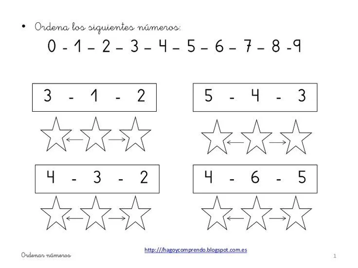 Fichas ordenar números. http://www.slideshare.net/eilinc1978 ...