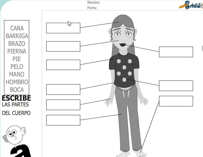 Fichas: partes del cuerpo | Recurso educativo 44171 - Tiching Fichas: partes del cuerpo | Recurso educativo 44171 - Tiching