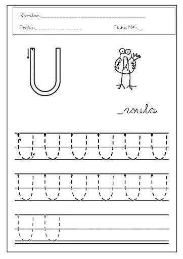 FICHAS DE LA U PARA PINTAR Y APRENDER