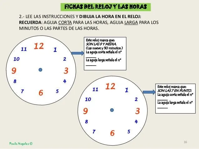 Fichas reloj y horas