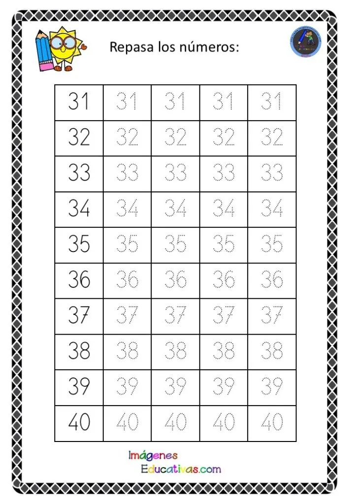 Fichas para repasar los números del 1 al 50 – Imagenes Educativas Fichas para repasar los números del 1 al 50 – Imagenes Educativas
