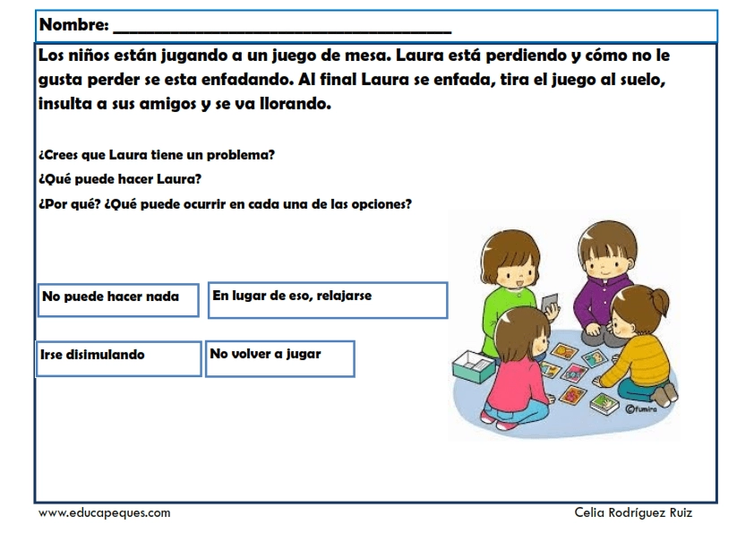 Fichas de resolución de conflictos para niños Fichas de resolución de conflictos para niños