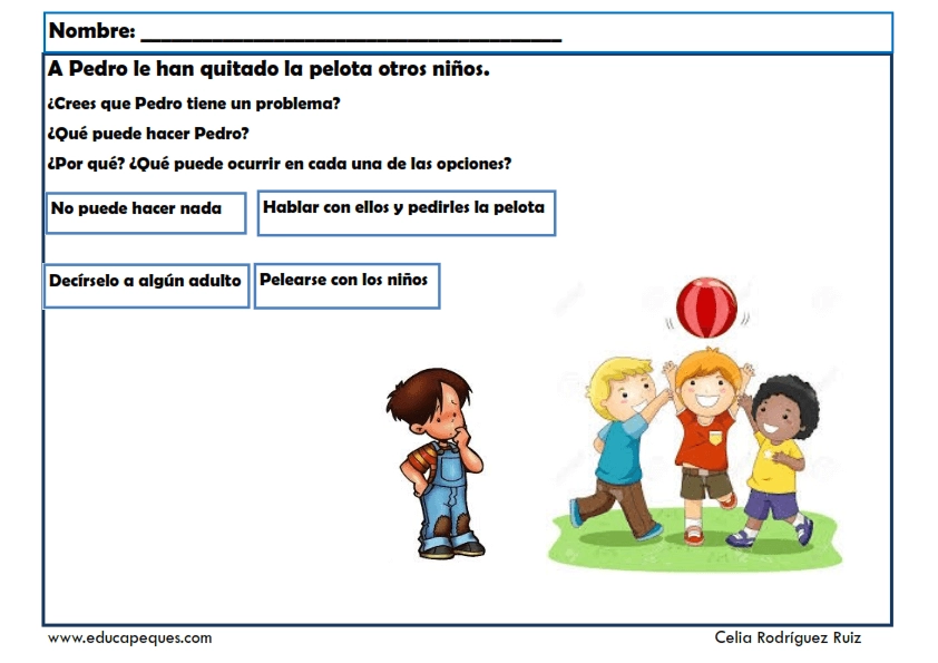 Fichas de resolución de conflictos para niños Fichas de resolución de conflictos para niños