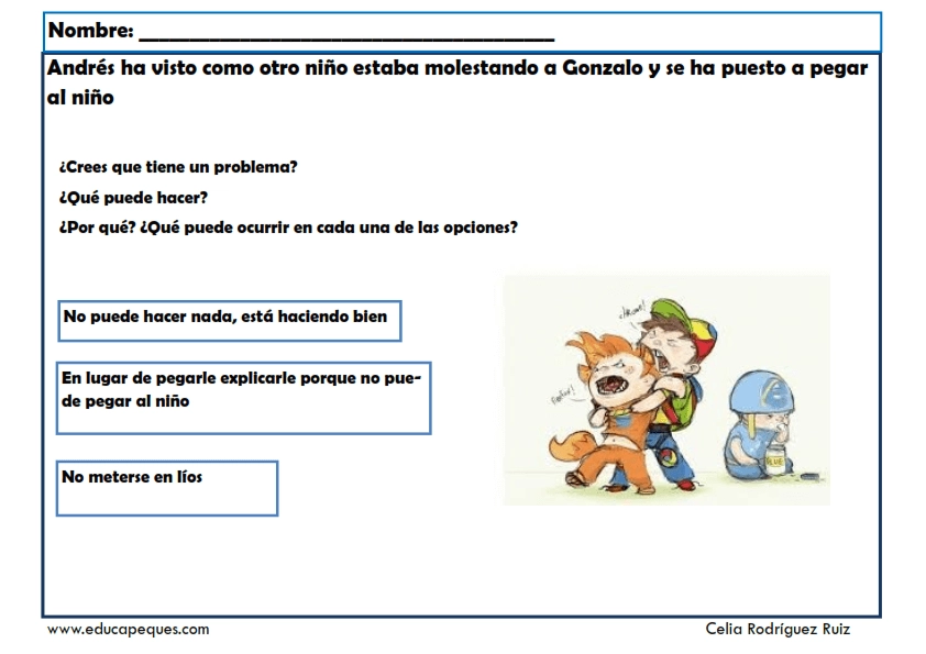 Fichas de resolución de conflictos para niños Fichas de resolución de conflictos para niños