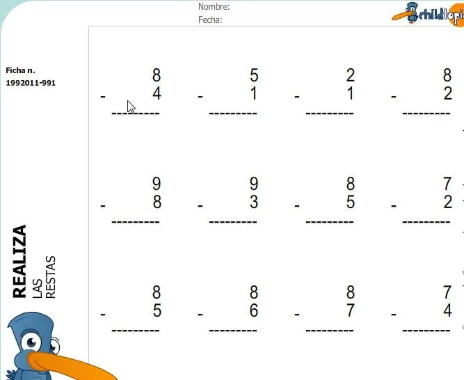 Fichas: restas | Recurso educativo 43968 - Tiching Fichas: restas | Recurso educativo 43968 - Tiching