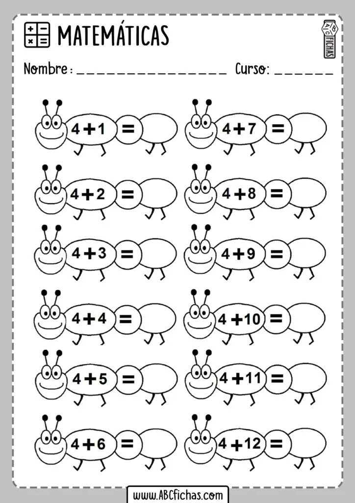 Fichas de Sumas con Dibujos para Infantil | Listas para Imprimir Fichas de Sumas con Dibujos para Infantil | Listas para Imprimir