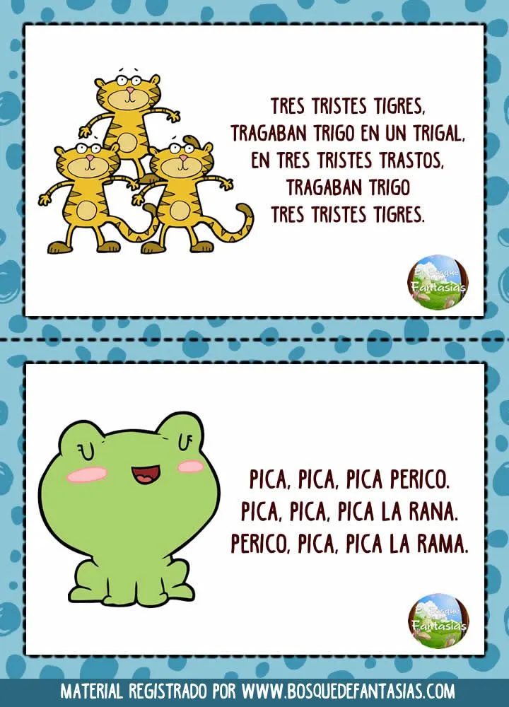 Fichas de TRABALENGUAS para niños en PDF gratuito Fichas de TRABALENGUAS para niños en PDF gratuito