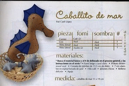 Caballito de mar en foami para decorar el baño con molde (de la ...