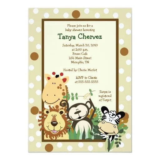 Fiesta de bienvenida al bebé 5x7 del safari de invitación 5" x 7 ...