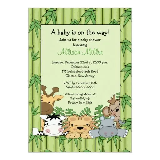 Fiesta de bienvenida al bebé del safari de selva invitación 12,7 x ...