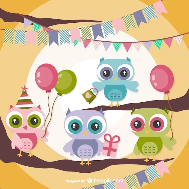 Fiesta de cumpleaños de los búhos | Descargar Vectores gratis Fiesta de cumpleaños de los búhos | Descargar Vectores gratis
