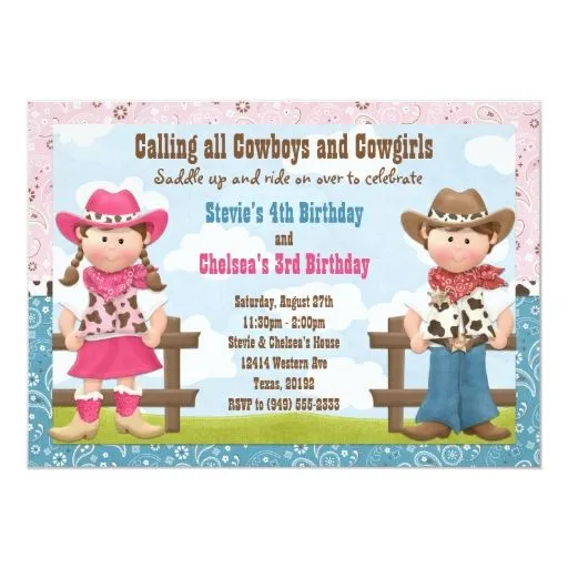 Fiesta de cumpleaños común del hermano del vaquero invitación 5" x ... Fiesta de cumpleaños común del hermano del vaquero invitación 5" x ...