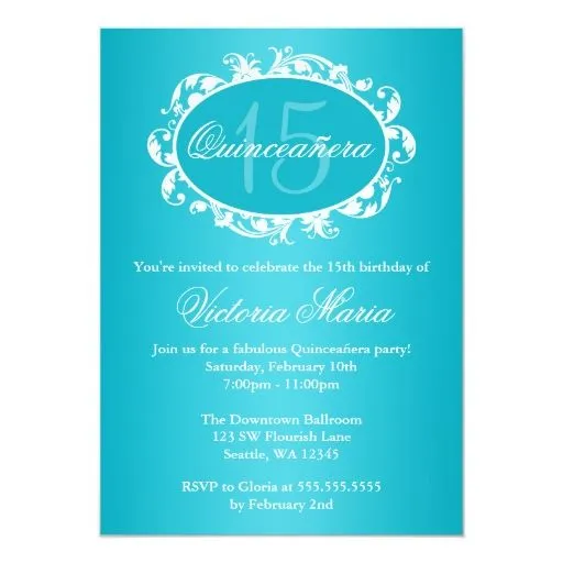 Fiesta de cumpleaños elegante azul de Quinceanera Invitación 5" X ... Fiesta de cumpleaños elegante azul de Quinceanera Invitación 5" X ...