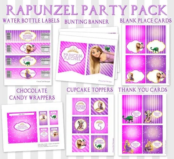 Fiesta de cumpleaños de Rapunzel paquete de por FrezeArtKids Fiesta de cumpleaños de Rapunzel paquete de por FrezeArtKids