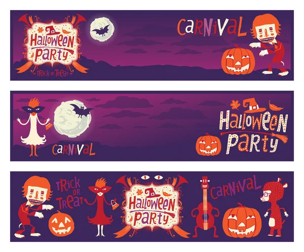 Fiesta de Halloween. conjunto de tres banners vector con ... Fiesta de Halloween. conjunto de tres banners vector con ...