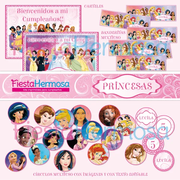 Fiesta Hermosa: Lanzamiento Kit imprimible Princesas Fiesta Hermosa: Lanzamiento Kit imprimible Princesas