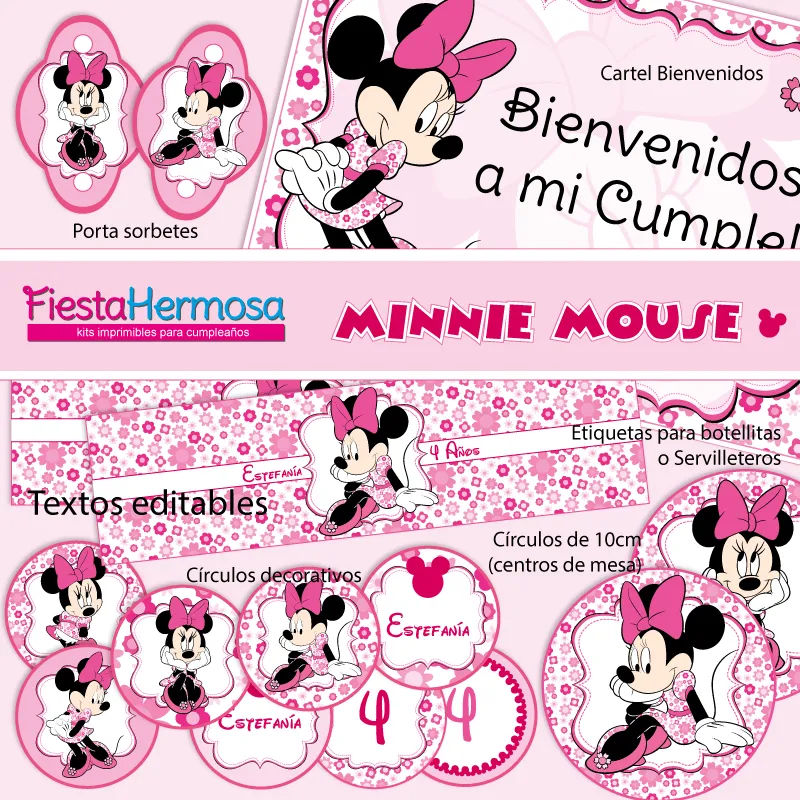 Fiesta Hermosa: NUEVO! Decoraciones imprimibles Minnie Mouse Fiesta Hermosa: NUEVO! Decoraciones imprimibles Minnie Mouse