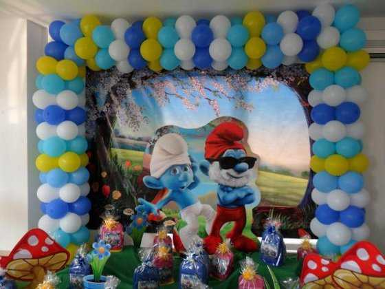 DECORACION DE GLOBOS DE LOS PITUFOS - Imagui