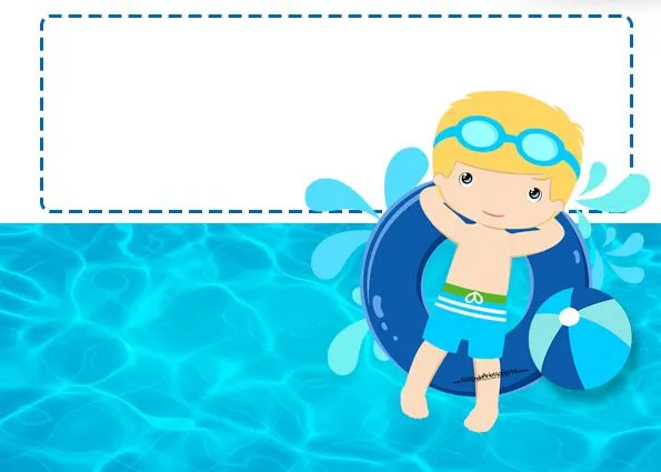 Fiesta en la Piscina para Niño Rubio: Invitaciones para Imprimir ... Fiesta en la Piscina para Niño Rubio: Invitaciones para Imprimir ...