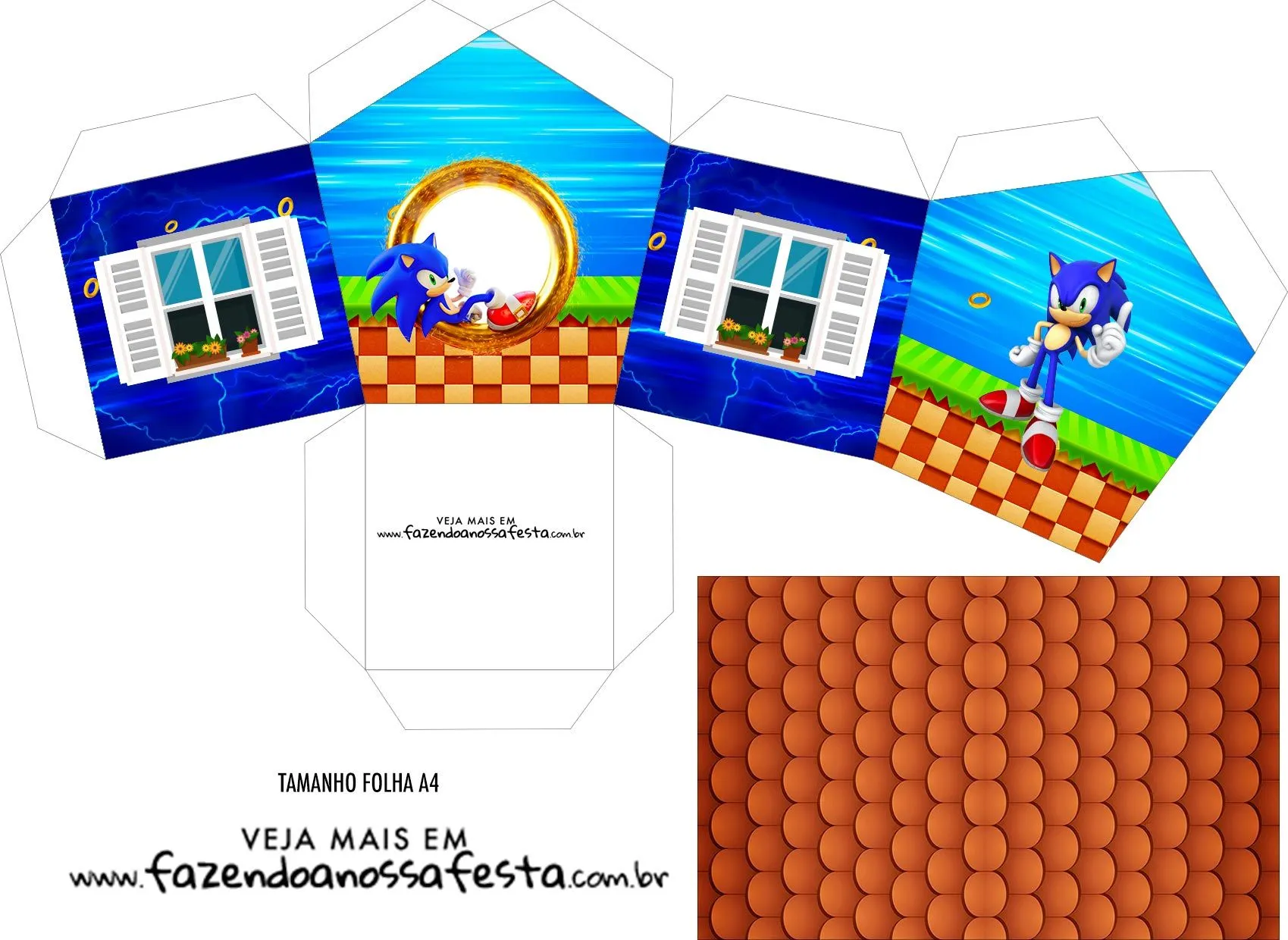 Fiesta de Sonic: Caja con Forma de Casa para Imprimir Gratis. - Oh My Fiesta! Friki Fiesta de Sonic: Caja con Forma de Casa para Imprimir Gratis. - Oh My Fiesta! Friki