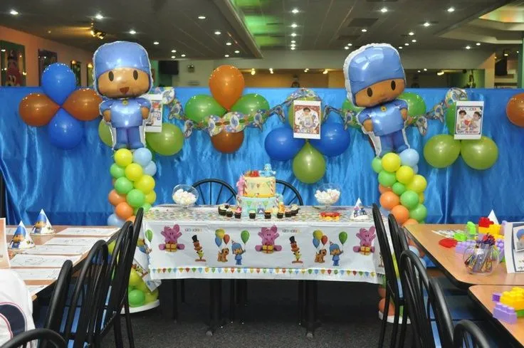 Decoración de globos para fiesta de Pocoyo - Imagui Decoración de globos para fiesta de Pocoyo - Imagui