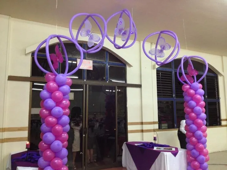 Decoración de 15 años fucsia y morado - Imagui