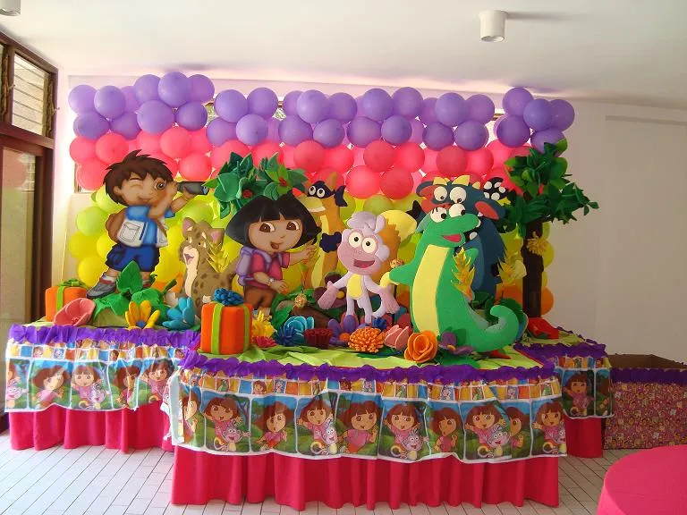 FIESTAS TEMATICAS: DECORACION DE DORA LA EXPLORADORA para niñas de ...