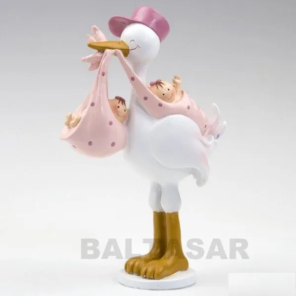 FIGURA PASTEL CIGÜEÑA ROSA GEMELOS - Imprenta Baltasar 1861 FIGURA PASTEL CIGÜEÑA ROSA GEMELOS - Imprenta Baltasar 1861