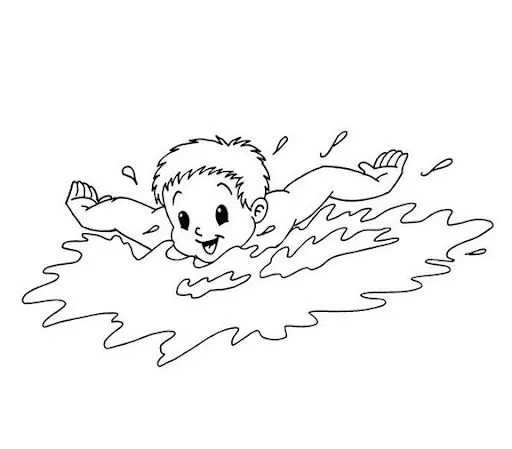 Niño nadando animado para colorear - Imagui