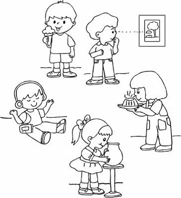 Figuras para colorear de los 5 sentidos - Imagui