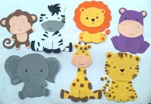 Figuras En Foami Animales De La Selva O Safari | BABY SHOWER ...