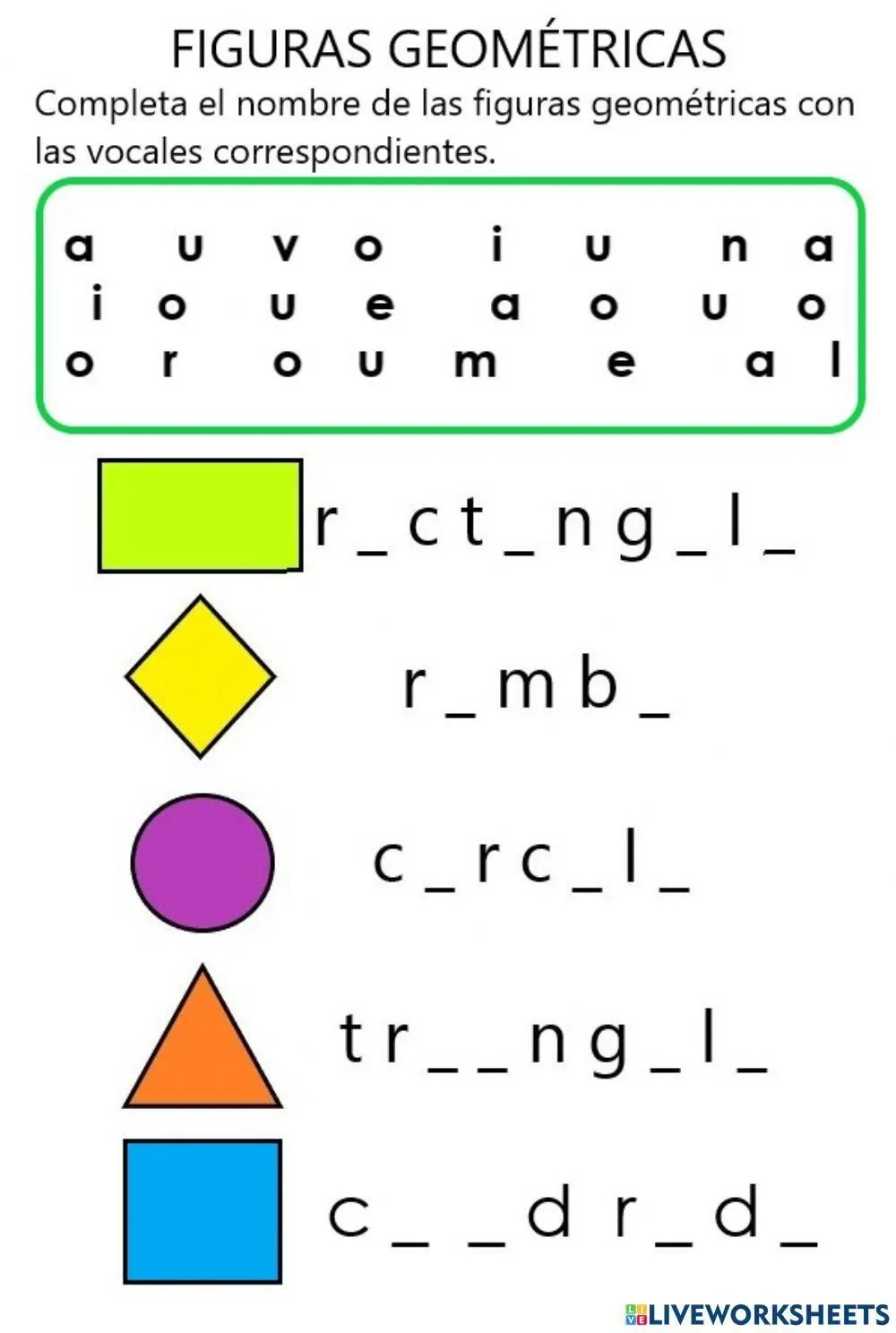 Figuras geométricas tres worksheet | Live Worksheets
