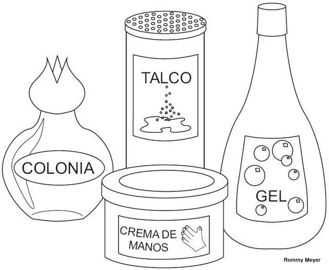 Figuras de materiales de aseo para colorear - Imagui