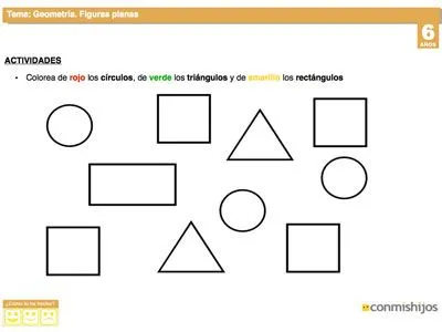 Las figuras planas. Ficha de geometría para niños Las figuras planas. Ficha de geometría para niños