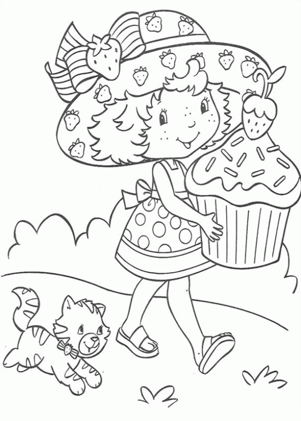 Dibujo de Rosita Fresita con una tarta de fresa para colorear ... Dibujo de Rosita Fresita con una tarta de fresa para colorear ...