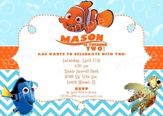 Finding Nemo Birthday Invitation DIY Digital by modpoddesigns